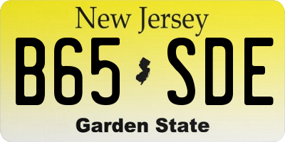 NJ license plate B65SDE