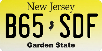 NJ license plate B65SDF
