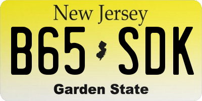 NJ license plate B65SDK