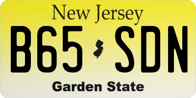 NJ license plate B65SDN