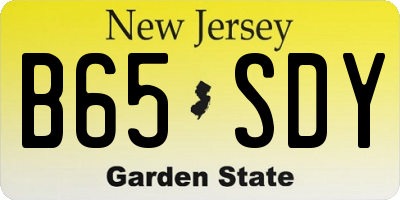 NJ license plate B65SDY