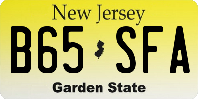 NJ license plate B65SFA