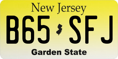 NJ license plate B65SFJ
