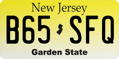 NJ license plate B65SFQ
