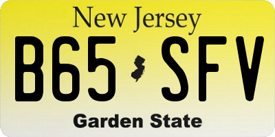 NJ license plate B65SFV