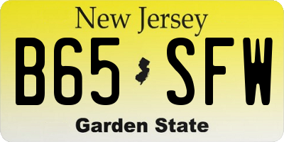 NJ license plate B65SFW