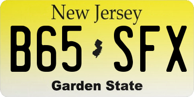 NJ license plate B65SFX