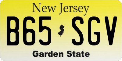 NJ license plate B65SGV