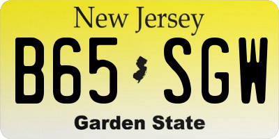 NJ license plate B65SGW