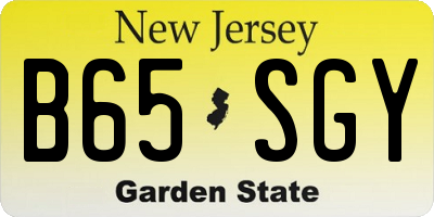 NJ license plate B65SGY
