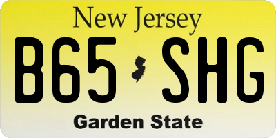NJ license plate B65SHG
