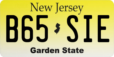 NJ license plate B65SIE