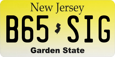 NJ license plate B65SIG