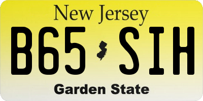 NJ license plate B65SIH