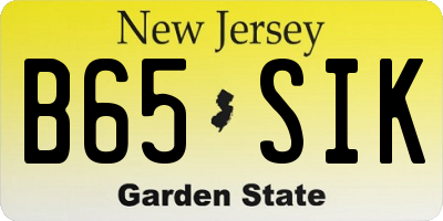 NJ license plate B65SIK