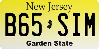NJ license plate B65SIM