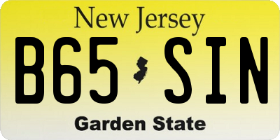 NJ license plate B65SIN