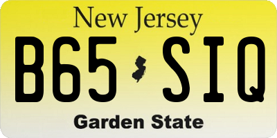 NJ license plate B65SIQ