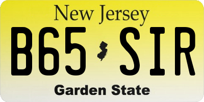 NJ license plate B65SIR