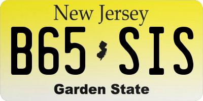 NJ license plate B65SIS