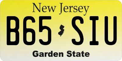NJ license plate B65SIU