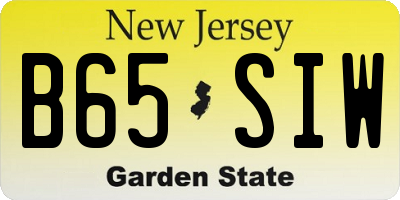 NJ license plate B65SIW