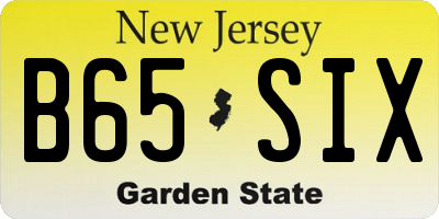 NJ license plate B65SIX