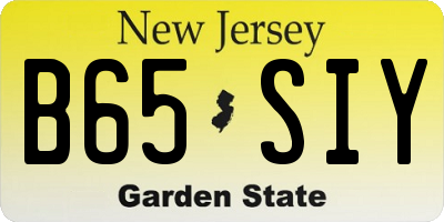 NJ license plate B65SIY