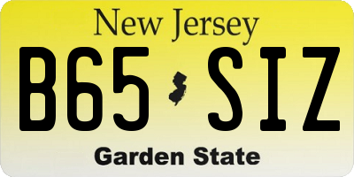 NJ license plate B65SIZ