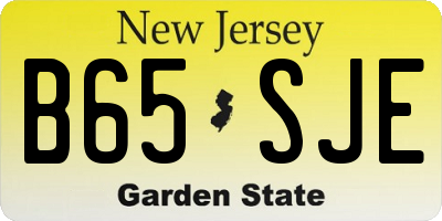 NJ license plate B65SJE