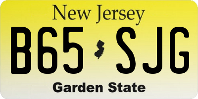 NJ license plate B65SJG