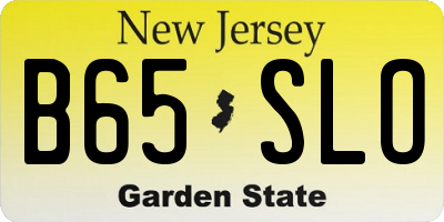 NJ license plate B65SLO