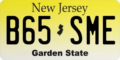 NJ license plate B65SME