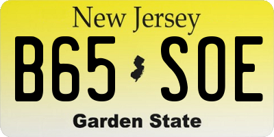 NJ license plate B65SOE