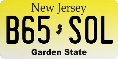 NJ license plate B65SOL