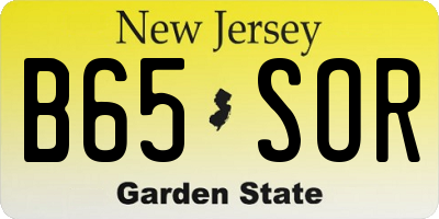 NJ license plate B65SOR
