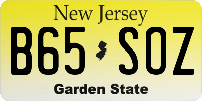 NJ license plate B65SOZ