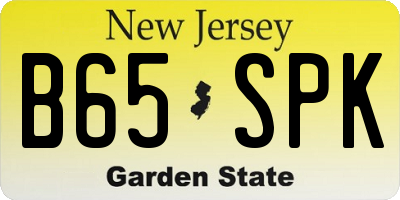 NJ license plate B65SPK