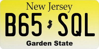 NJ license plate B65SQL