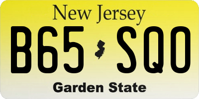 NJ license plate B65SQO