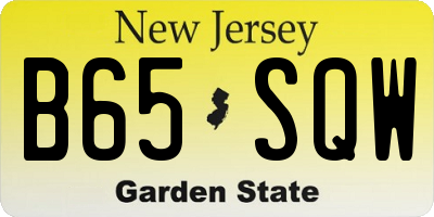 NJ license plate B65SQW