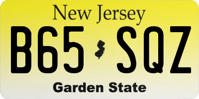 NJ license plate B65SQZ