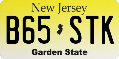 NJ license plate B65STK