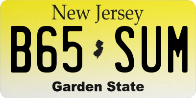 NJ license plate B65SUM