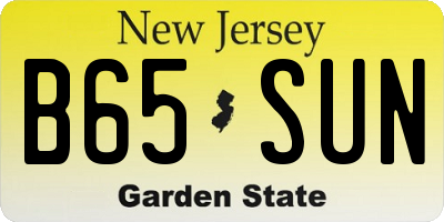 NJ license plate B65SUN