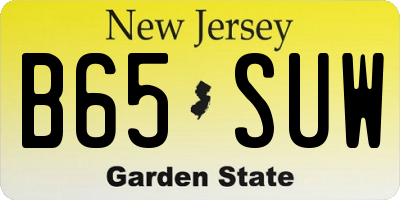 NJ license plate B65SUW