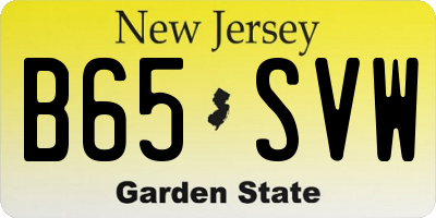 NJ license plate B65SVW