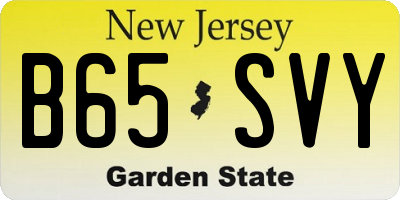 NJ license plate B65SVY