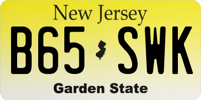 NJ license plate B65SWK