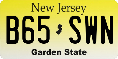 NJ license plate B65SWN